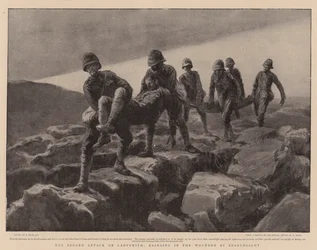 Der Zweite Angriff auf Ladysmith, Verwundete bei Suchscheinwerferlicht hereinbringen